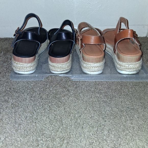 Elegant Women's Wedge Sandals - Black and Tan - 2 Pairs For The Price Of One - Picture 4 of 5